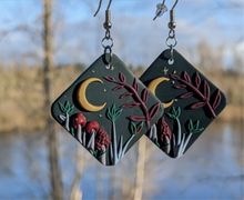 Load image into Gallery viewer, Nature moon dangle earrings
